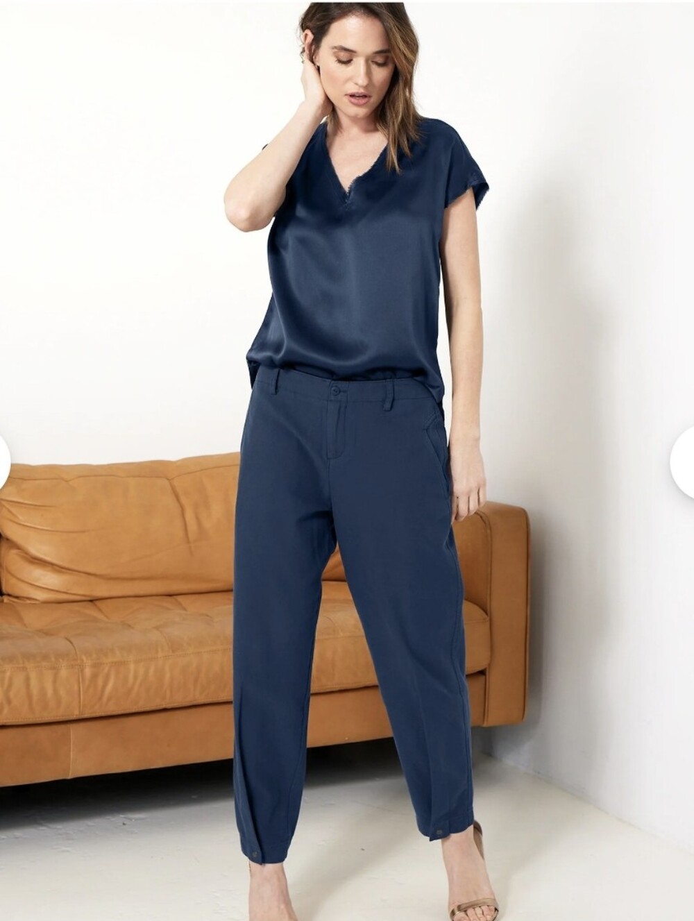 Go Silk Snap It Up 100% Silk Crop Pant Washed Black 8 NWT